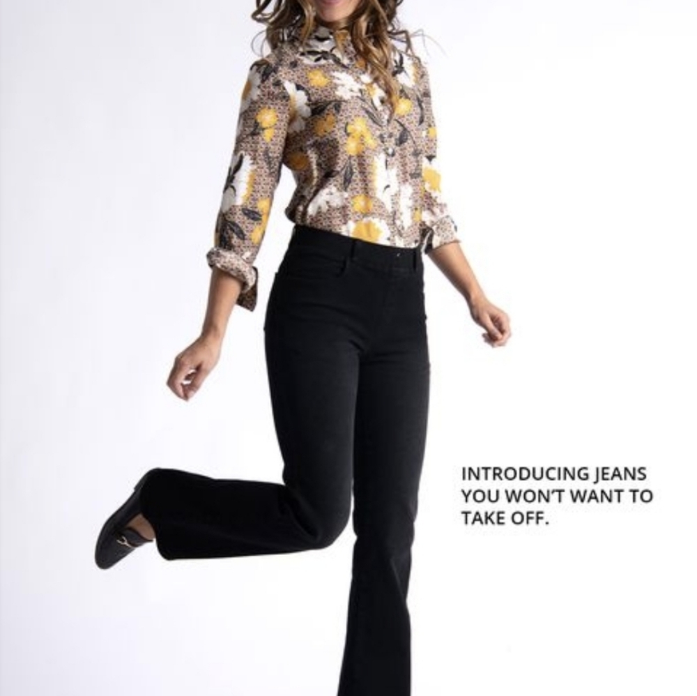 Betabrand Bootcut Denim. Washed black.